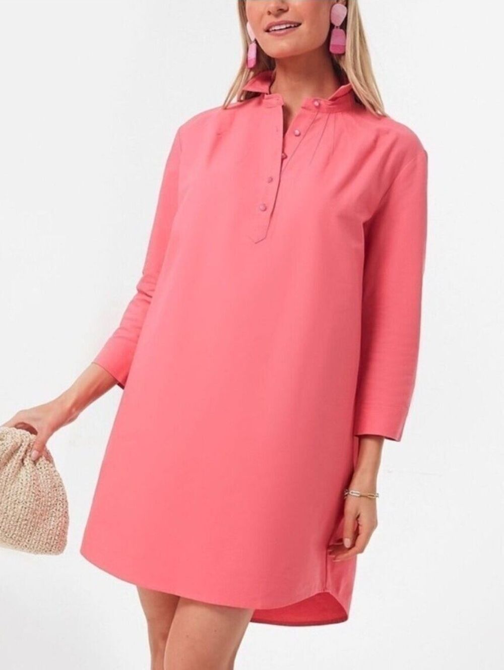 NEW Pomander Place XXL $148 Pink 100% Cotton Polly Popover Tunic Shirt Dress